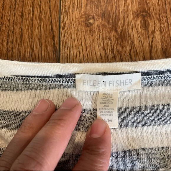 Eileen Fisher Striped linen cotton  Tunic blouse 3/4 sleeves M rn 78121 ca 34460 - Picture 8 of 8